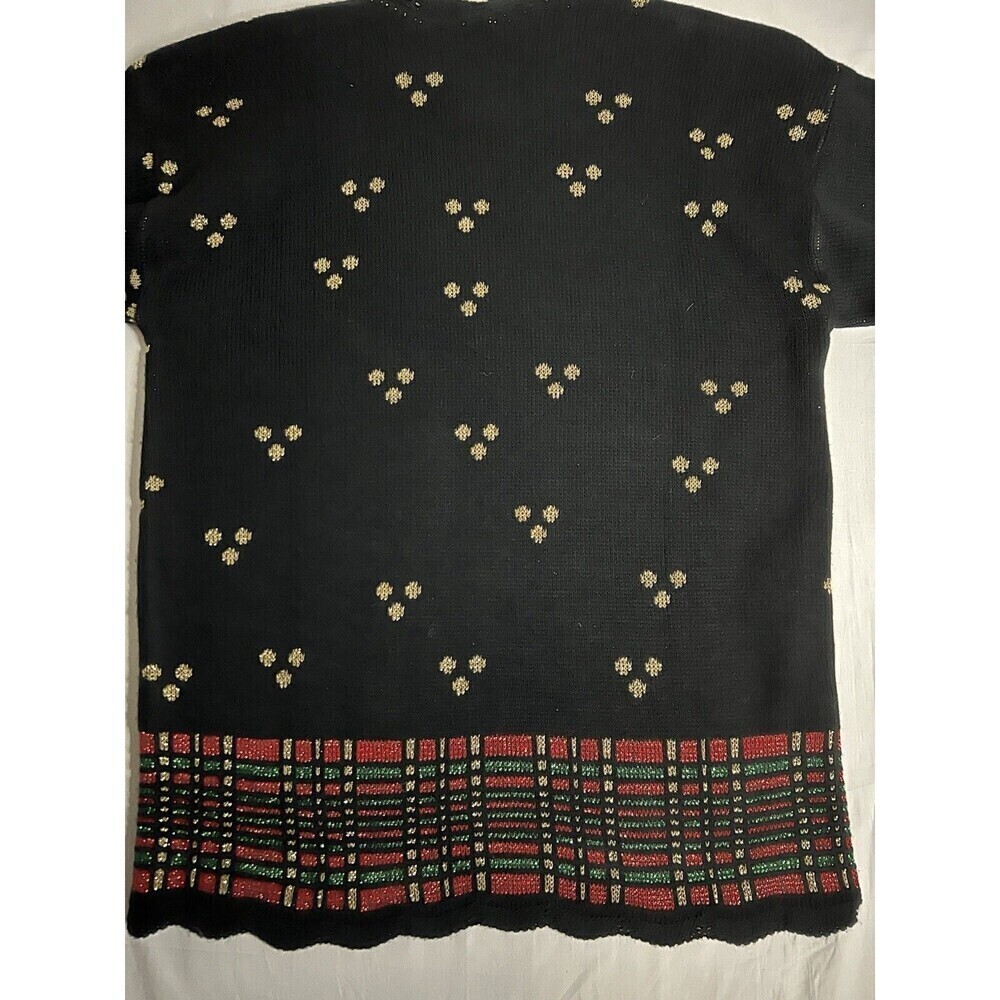 Christmas Knitted Sweater Black Candles Metallic Thread SZ Small Ugly Sweater - Picture 2 of 6